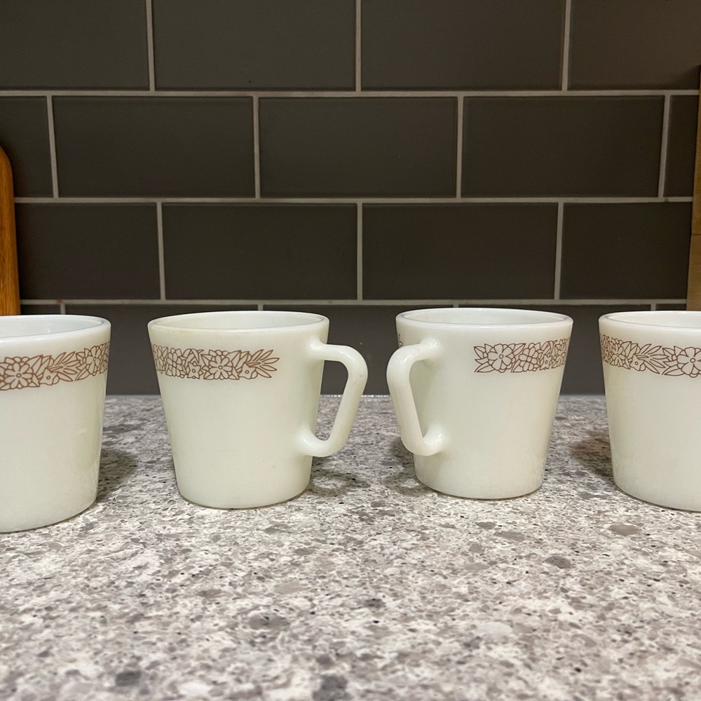 White Floral Patterned Mugs